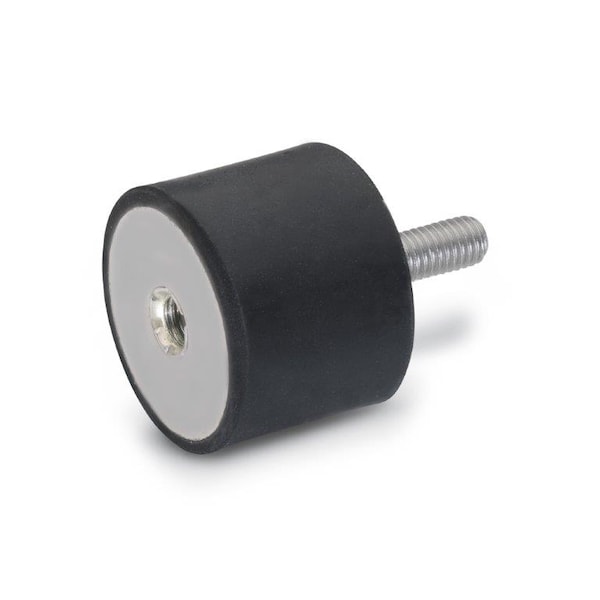 GN451.2-51-51-3/8X16-55 Rubber Bumper Stainless, Tapped and Thrd Stud